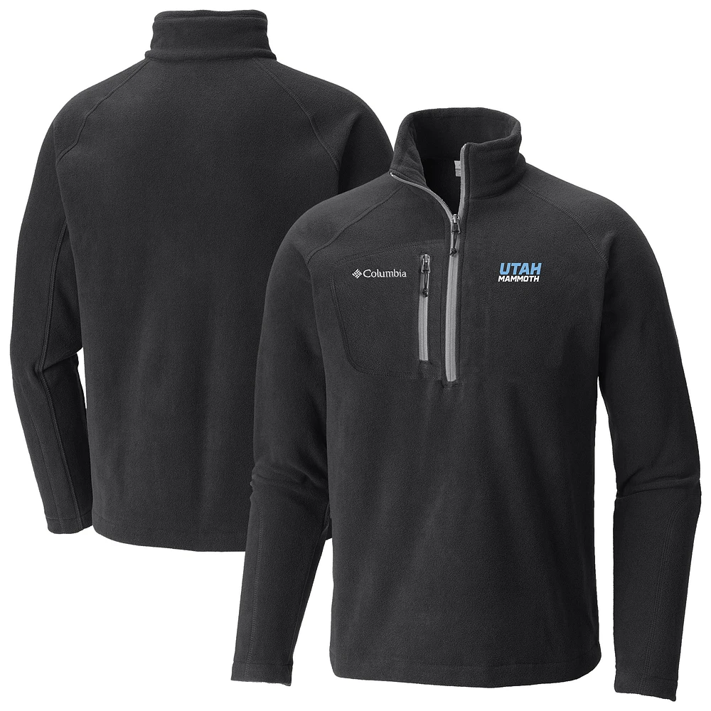 Men's Columbia Black Utah Hockey Club Fast Trek III Raglan Half-Zip Fleece Jacket