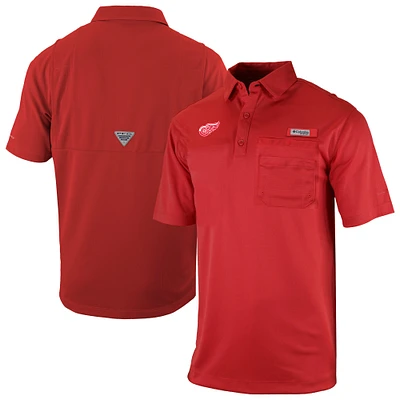 Men's Columbia  Red Detroit Wings Flycaster Omni-Wick Pocket Polo