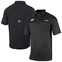 Men's Columbia  Black Detroit Red Wings Flycaster Omni-Wick Pocket Polo