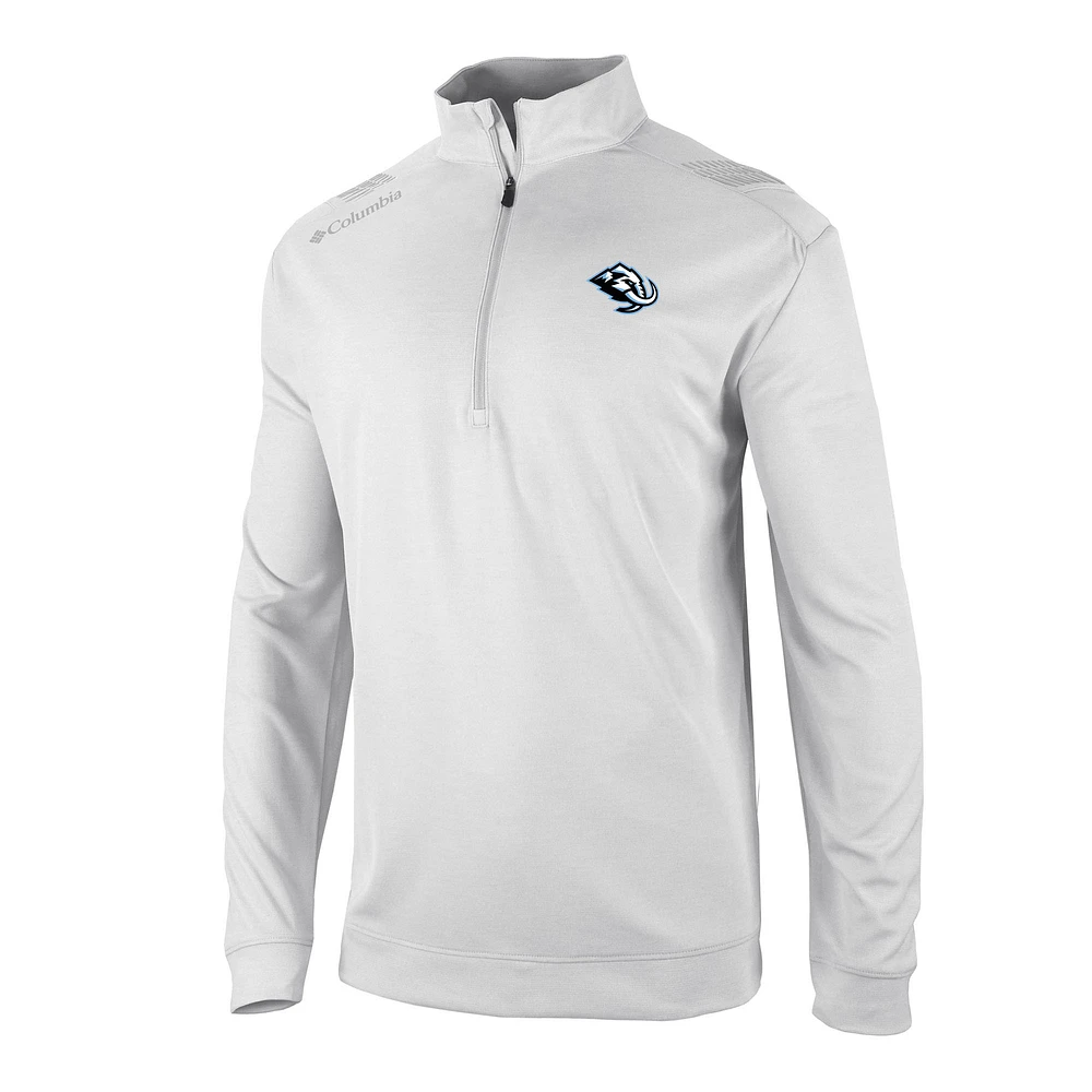 Men's Columbia White Utah Mammoth Oakland Downs Omni-Wick Quarter-Zip Top