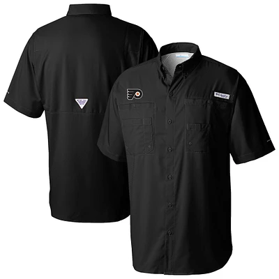 Men's Columbia  Black Philadelphia Flyers Tamiami Short Sleeve Omni-Wick Button-Down Shirt