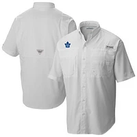 Men's Columbia  White Toronto Maple Leafs Tamiami Short Sleeve Omni-Wick Button-Down Shirt