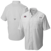 Men's Columbia  White Columbus Blue Jackets Tamiami Short Sleeve Omni-Wick Button-Down Shirt