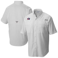 Men's Columbia  White Columbus Blue Jackets Tamiami Short Sleeve Omni-Wick Button-Down Shirt
