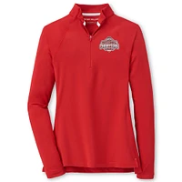 Women's Peter Millar Scarlet Ohio State Buckeyes College Football Playoff 2024 National Champions Perth Raglan Sleeve Quarter-Zip Top