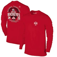 Men's  Scarlet Ohio State Buckeyes College Football Playoff 2024 National Champions Score Long Sleeve T-Shirt