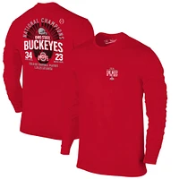 Men's  Scarlet Ohio State Buckeyes College Football Playoff 2024 National Champions Score Long Sleeve T-Shirt