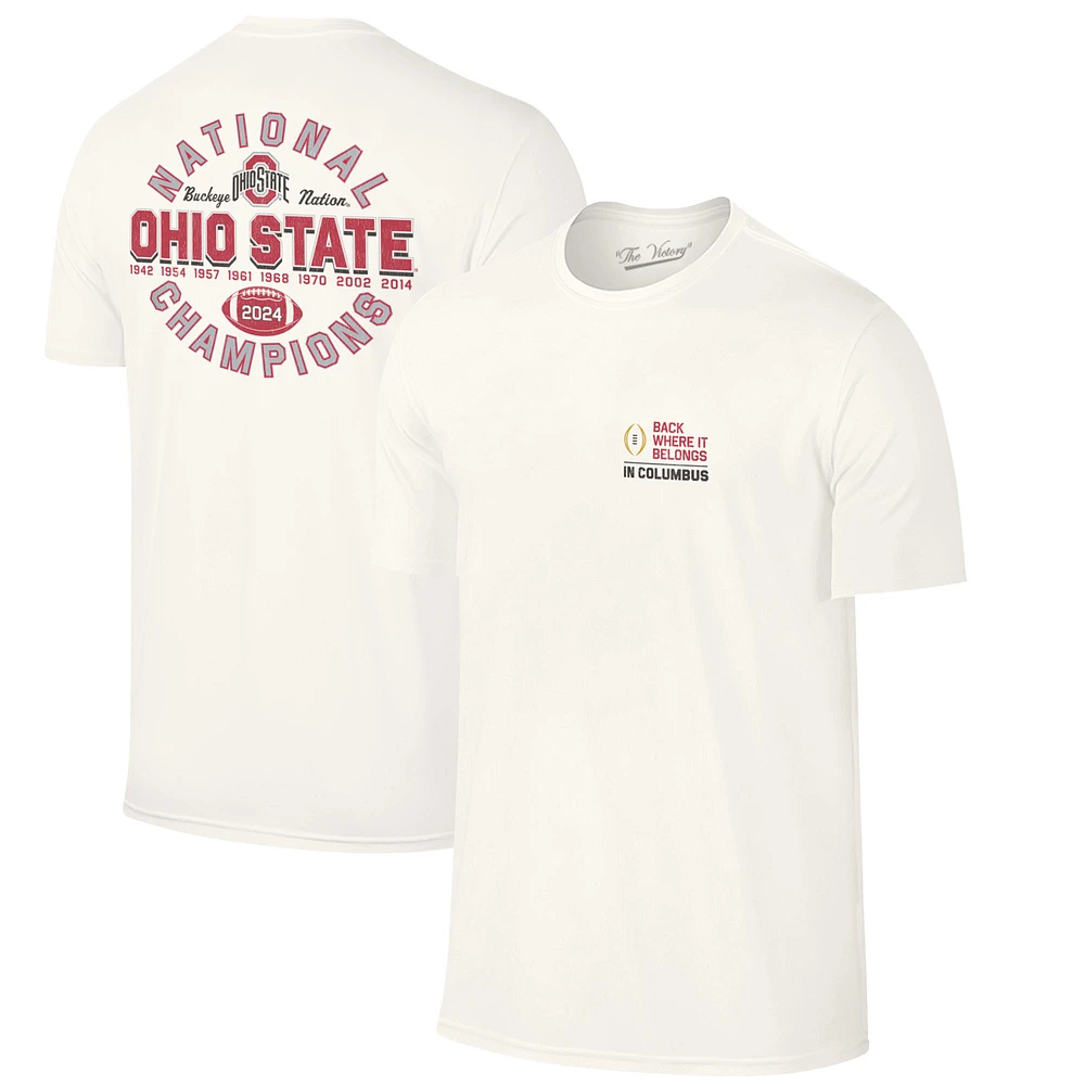 Men's  Natural Ohio State Buckeyes Update to Nine-Time Football National Champions Back Where It Belongs T-Shirt