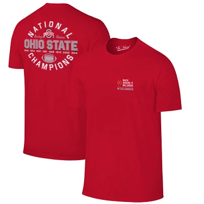 Men's  Scarlet Ohio State Buckeyes Update to Nine-Time Football National Champions Back Where It Belongs T-Shirt