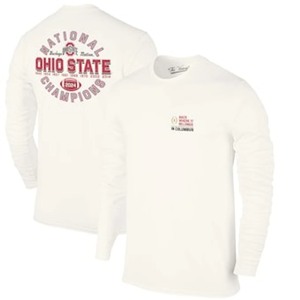 Men's  Natural Ohio State Buckeyes Nine-Time Football National Champions Back Where It Belongs Long Sleeve T-Shirt