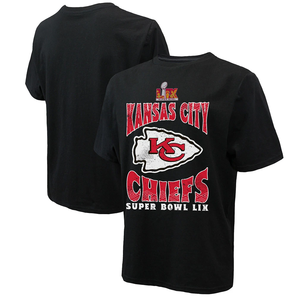 Men's Majestic Threads  Black Kansas City Chiefs Super Bowl LIX Heavyweight T-Shirt