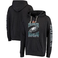 Men's Majestic Threads  Black Philadelphia Eagles Super Bowl LIX Tri-Blend Pullover Hoodie