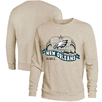 Men's Majestic Threads  Cream Philadelphia Eagles Super Bowl LIX Oversized Fleece Sweatshirt