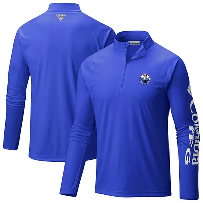 Men's Columbia Edmonton Oilers Terminal Tackle Omni-Wick Raglan Quarter-Zip Top