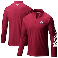 Men's Columbia  Burgundy Colorado Avalanche Terminal Tackle Omni-Wick Raglan Quarter-Zip Top