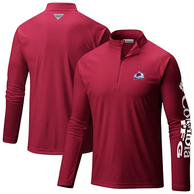 Men's Columbia  Burgundy Colorado Avalanche Terminal Tackle Omni-Wick Raglan Quarter-Zip Top
