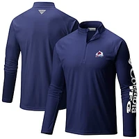 Men's Columbia  Navy Colorado Avalanche Terminal Tackle Omni-Wick Raglan Quarter-Zip Top