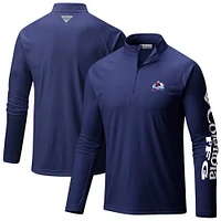 Men's Columbia  Navy Colorado Avalanche Terminal Tackle Omni-Wick Raglan Quarter-Zip Top
