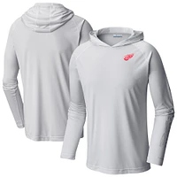 Men's Columbia Detroit Red Wings Terminal Tackle Omni-Shade Raglan Pullover Hoodie
