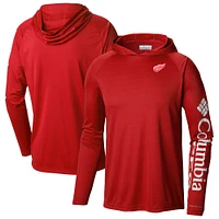 Men's Columbia Detroit Red Wings Terminal Tackle Omni-Shade Raglan Pullover Hoodie
