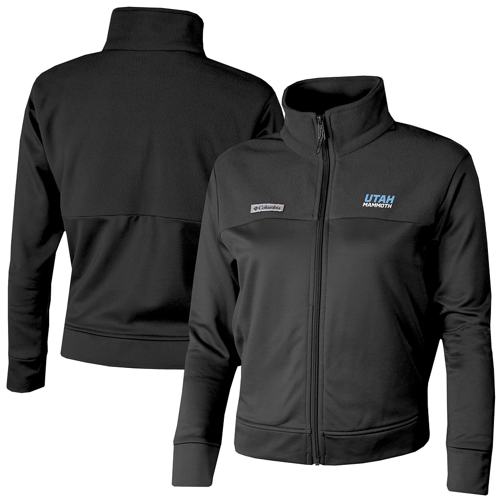 Women's Columbia Black Utah Hockey Club Omni-Wick Cropped River Fleece Full-Zip Jacket