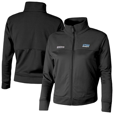 Women's Columbia  Black Utah Hockey Club Omni-Wick Cropped River Fleece Full-Zip Jacket