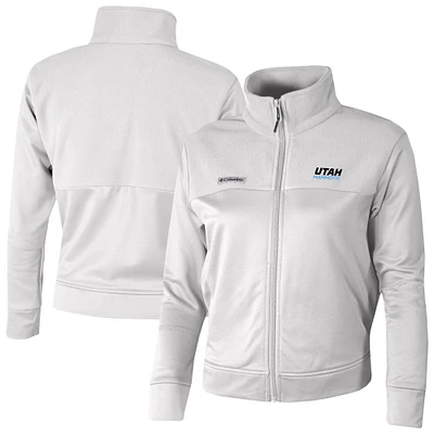 Women's Columbia  White Utah Hockey Club Omni-Wick Cropped River Fleece Full-Zip Jacket