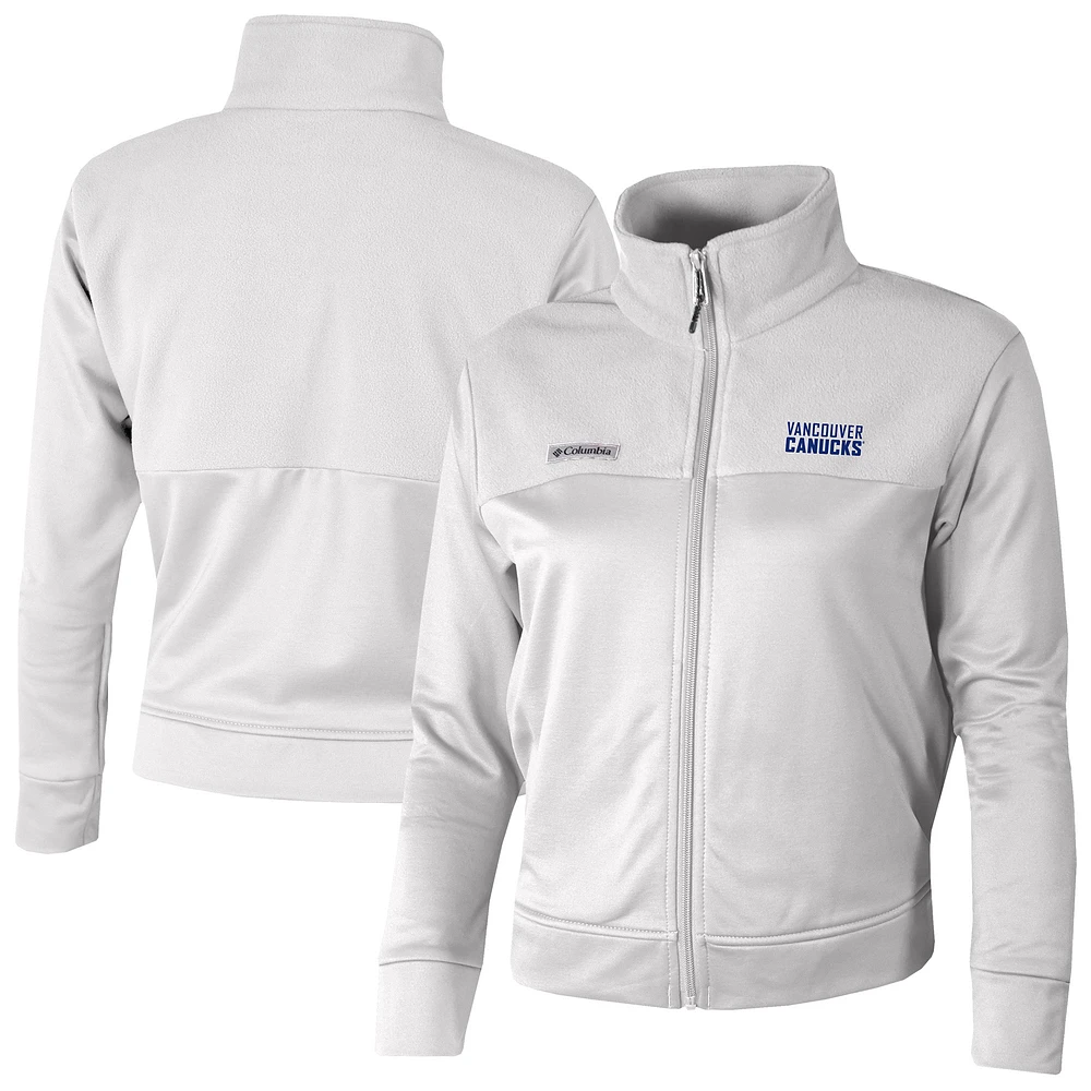 Women's Columbia White Vancouver Canucks Omni-Wick Cropped River Fleece Full-Zip Jacket