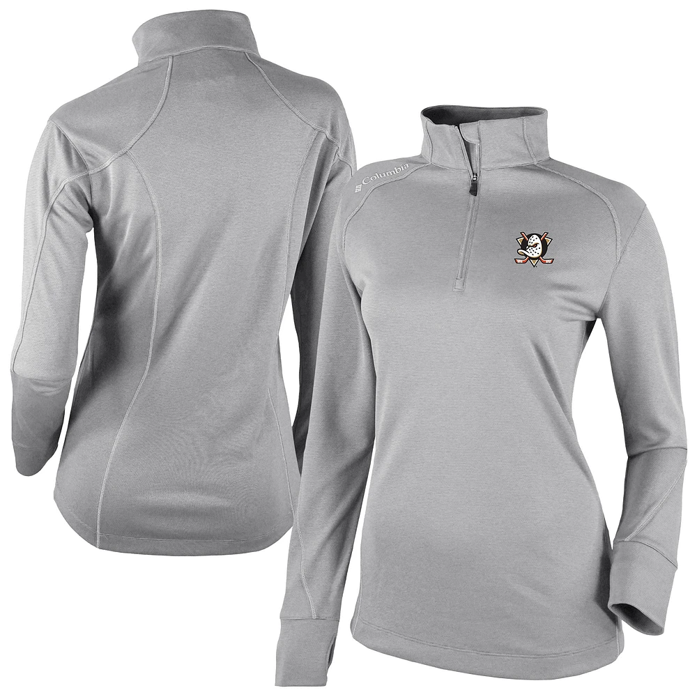 Women's Columbia Gray Anaheim Ducks Shotgun Omni-Wick 2.0 Raglan Quarter-Zip Top