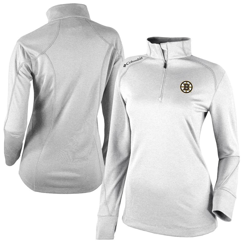 Women's Columbia White Boston Bruins Shotgun Omni-Wick 2.0 Raglan Quarter-Zip Top