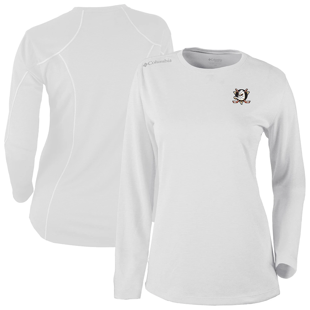 Women's Columbia White Anaheim Ducks Shotgun Omni-Wick Raglan Long Sleeve T-Shirt
