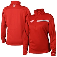 Women's Columbia  Red Detroit Wings Skiff Guide Fleece Omni-Shade Quarter-Zip Jacket