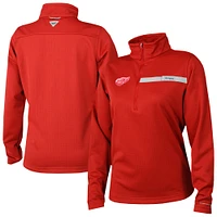 Women's Columbia  Red Detroit Wings Skiff Guide Fleece Omni-Shade Quarter-Zip Jacket