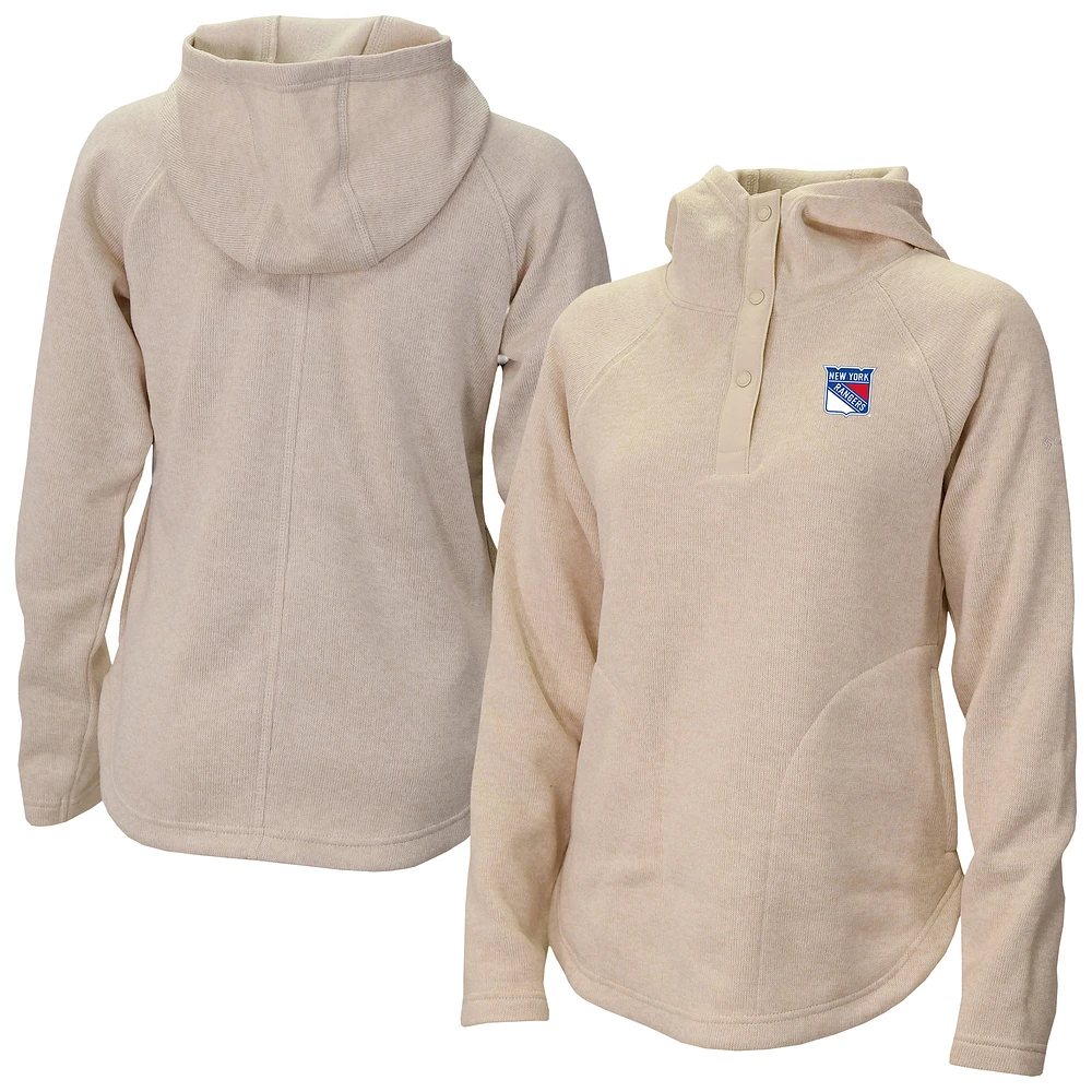 Women's Columbia Cream New York Rangers Sweater Weather Quarter-Snap Hoodie