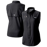 Women's Columbia  Black Philadelphia Flyers Tamiami Omni-Shade Sleeveless Button-Up Shirt