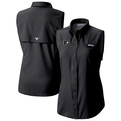 Women's Columbia  Black Philadelphia Flyers Tamiami Omni-Shade Sleeveless Button-Up Shirt