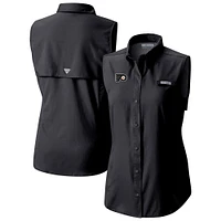 Women's Columbia  Black Philadelphia Flyers Tamiami Omni-Shade Sleeveless Button-Up Shirt