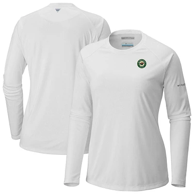 Women's Columbia  White Minnesota Wild Omni-Shade Tidal Tee II Raglan Long Sleeve T-Shirt