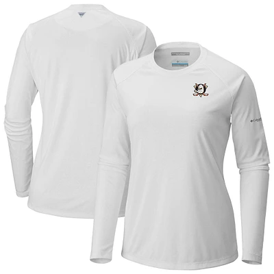 Women's Columbia  White Anaheim Ducks Omni-Shade Tidal Tee II Raglan Long Sleeve T-Shirt