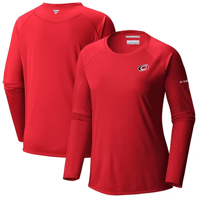 Women's Columbia  Red Carolina Hurricanes Omni-Shade Tidal Tee II Raglan Long Sleeve T-Shirt