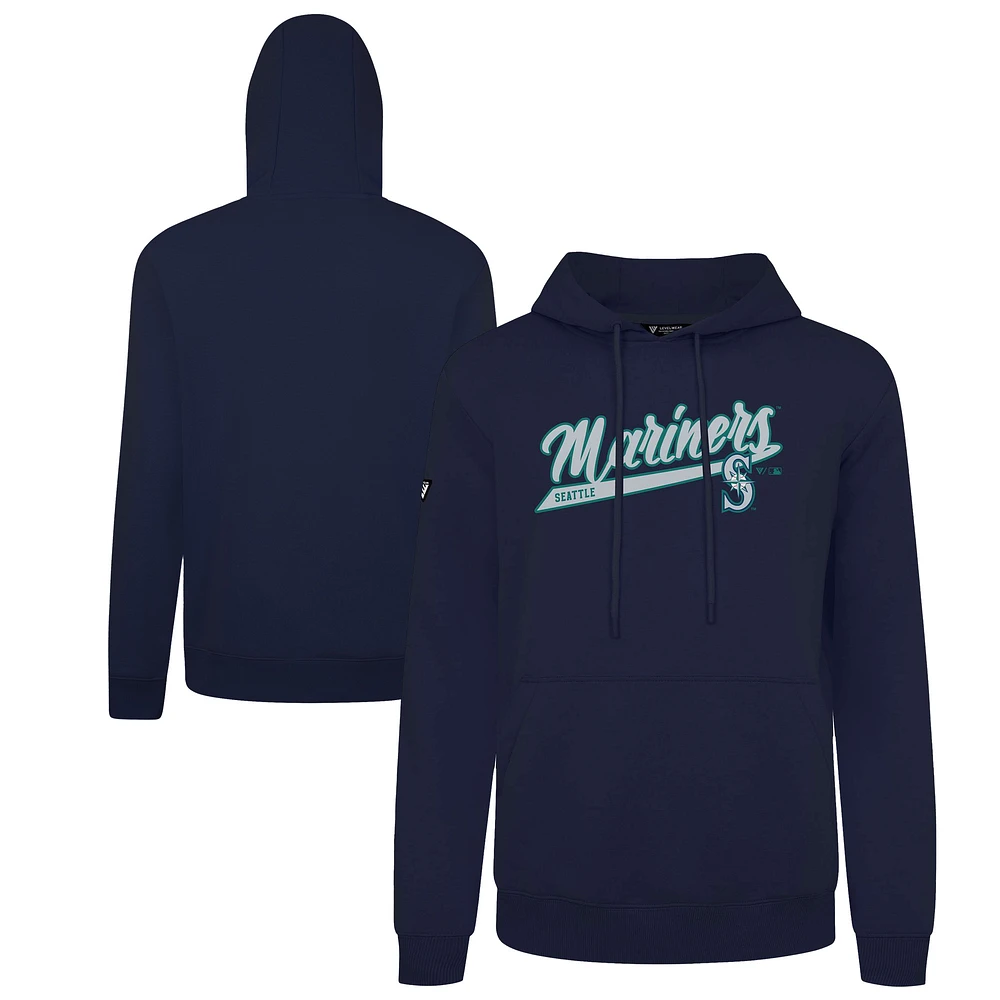 Men's Levelwear Navy Seattle Mariners Podium Fleece Pullover Hoodie
