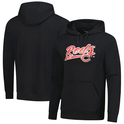 Men's Levelwear  Black Cincinnati Reds Podium Fleece Pullover Hoodie