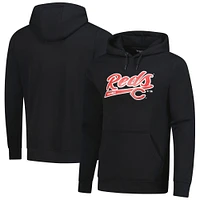 Men's Levelwear  Black Cincinnati Reds Podium Fleece Pullover Hoodie
