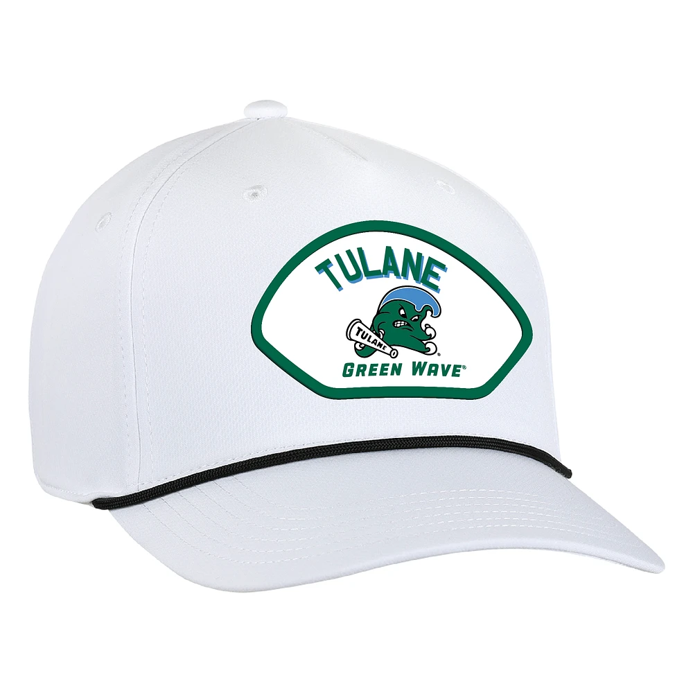 Men's Ahead White Tulane Green Wave Alto Rope Adjustable Hat