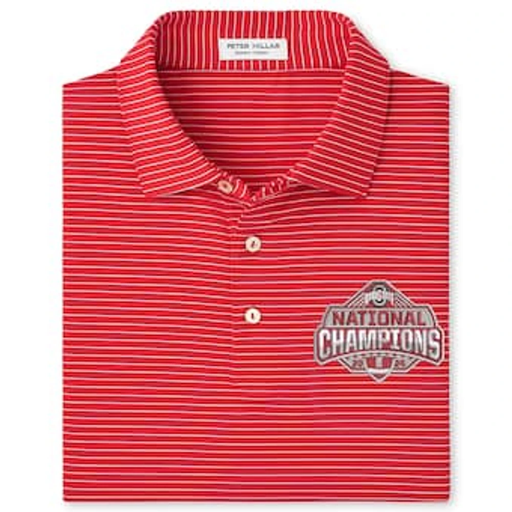 Men's Peter Millar Scarlet Ohio State Buckeyes College Football Playoff 2024 National Champions Hemlock Performance Jersey Polo