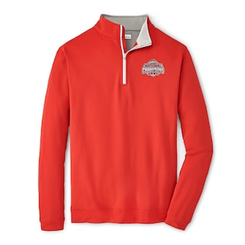 Men's Peter Millar Scarlet Ohio State Buckeyes College Football Playoff 2024 National Champions Perth Solid Performance Quarter-Zip