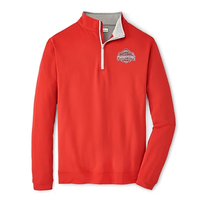 Men's Peter Millar Scarlet Ohio State Buckeyes College Football Playoff 2024 National Champions Perth Solid Performance Quarter-Zip