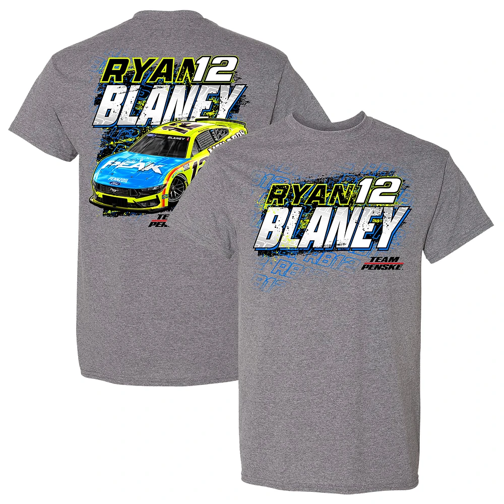 Men's Team Penske  Heather Gray Ryan Blaney Car T-Shirt