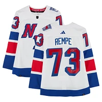 Matt Rempe New York Rangers Autographed 2024 Stadium Series adidas Authentic Jersey with "NHL Debut 2/18/24" Inscription