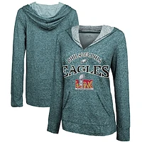 Women's Majestic Threads Midnight Green Philadelphia Eagles Super Bowl LIX Oversized Dunk Slub Pullover Hoodie